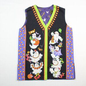 Handmade Halloween Vest Ghosts Candy Corn Pumpkins Reversible Teacher School